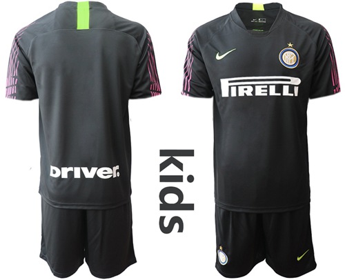Inter Milan Blank Black Goalkeeper Kid Soccer Club Jersey